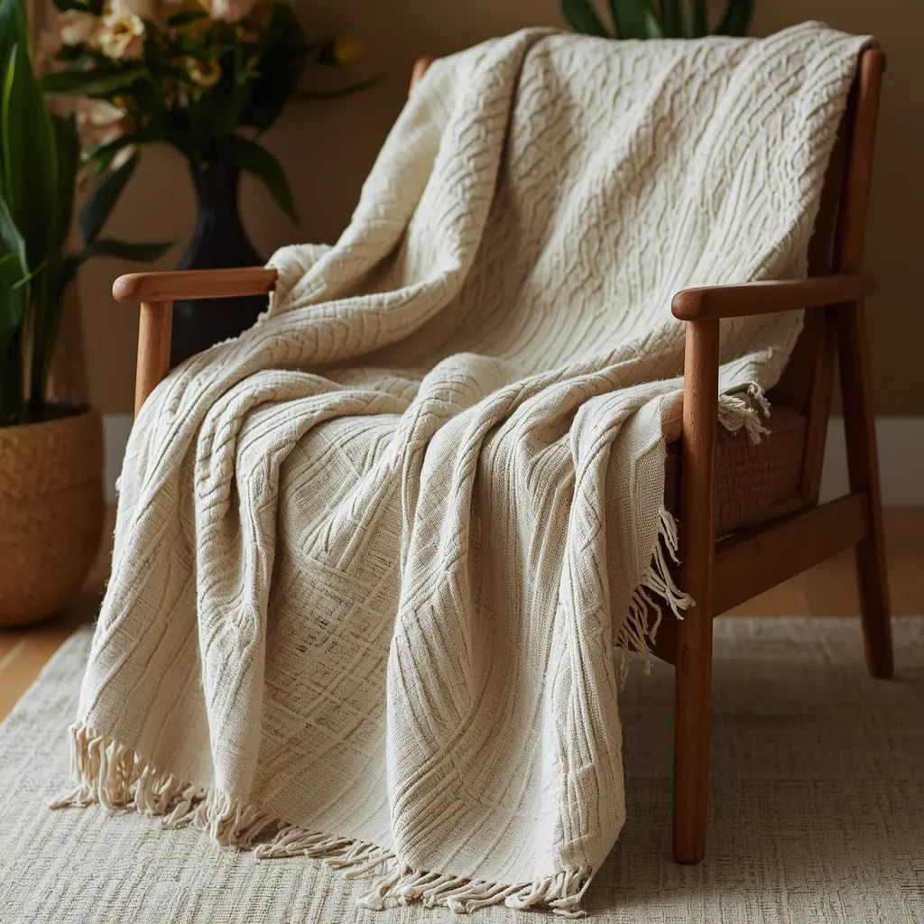 Handwoven linen throw blanket