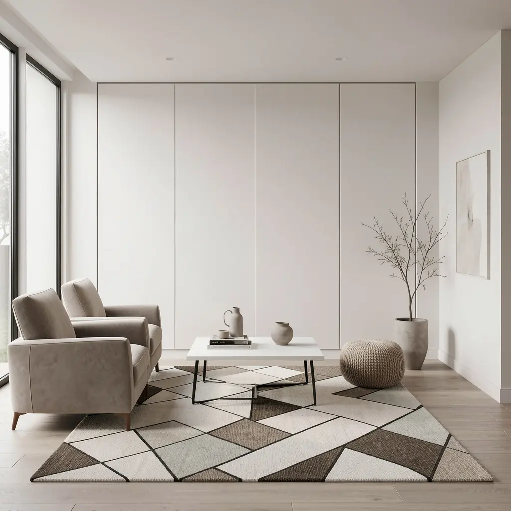 Modern minimalist interior with clean lines and neutral palette