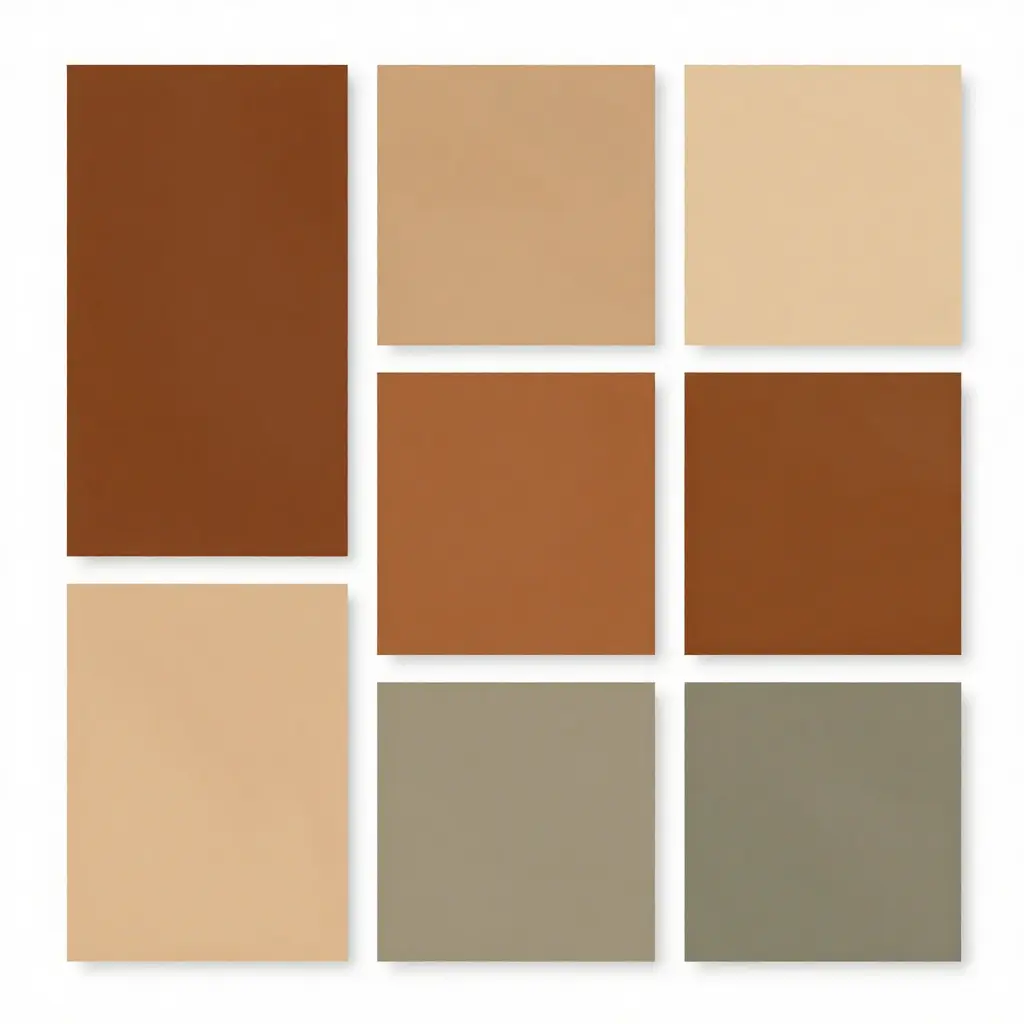 Interior color palette showing earthy tones and warm hues